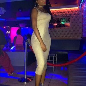 Metallic gold tank dress